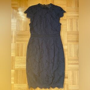 H&M Lace shift dress, navy blue, lined, size Small